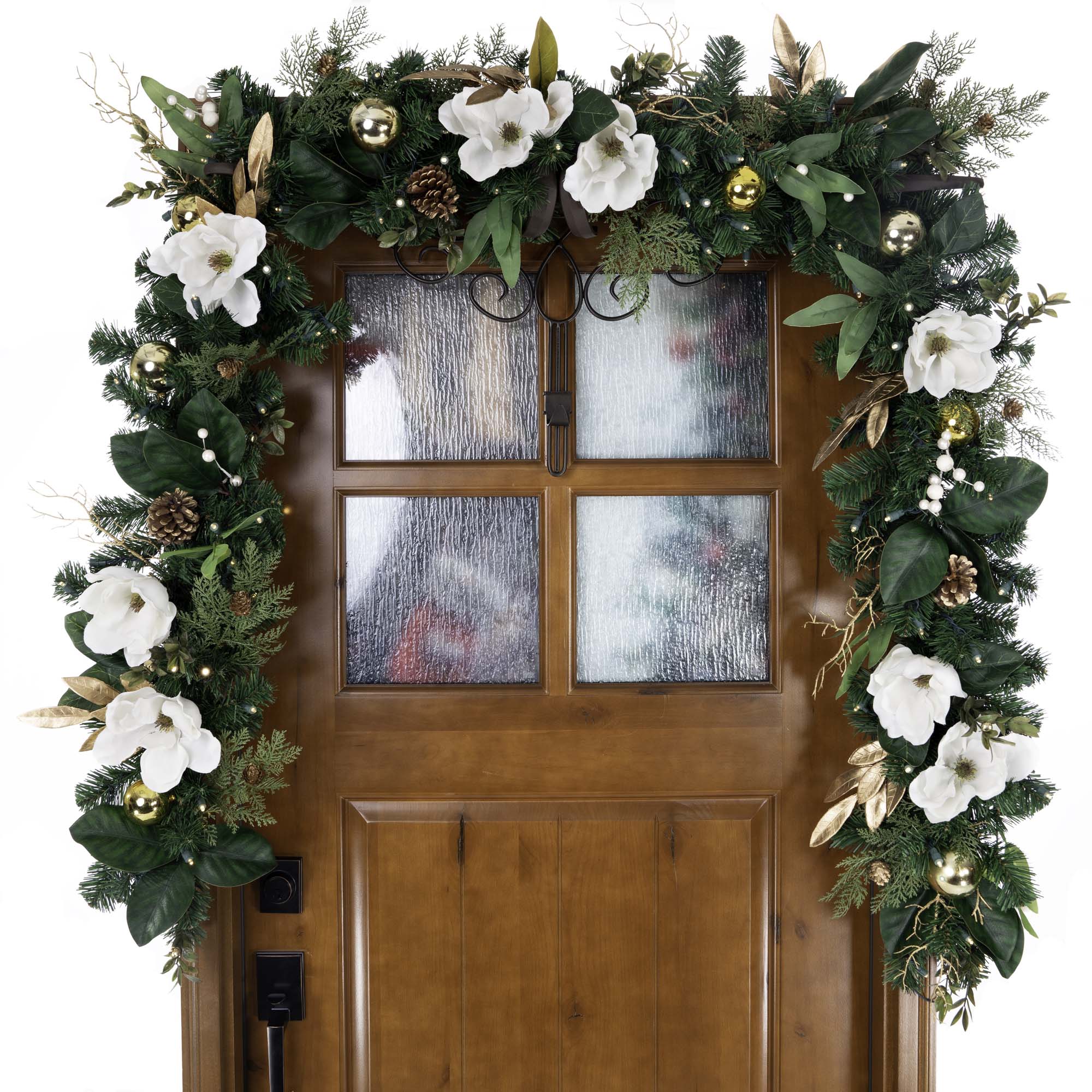White Gold Magnolia Christmas Garland - 9 ft.