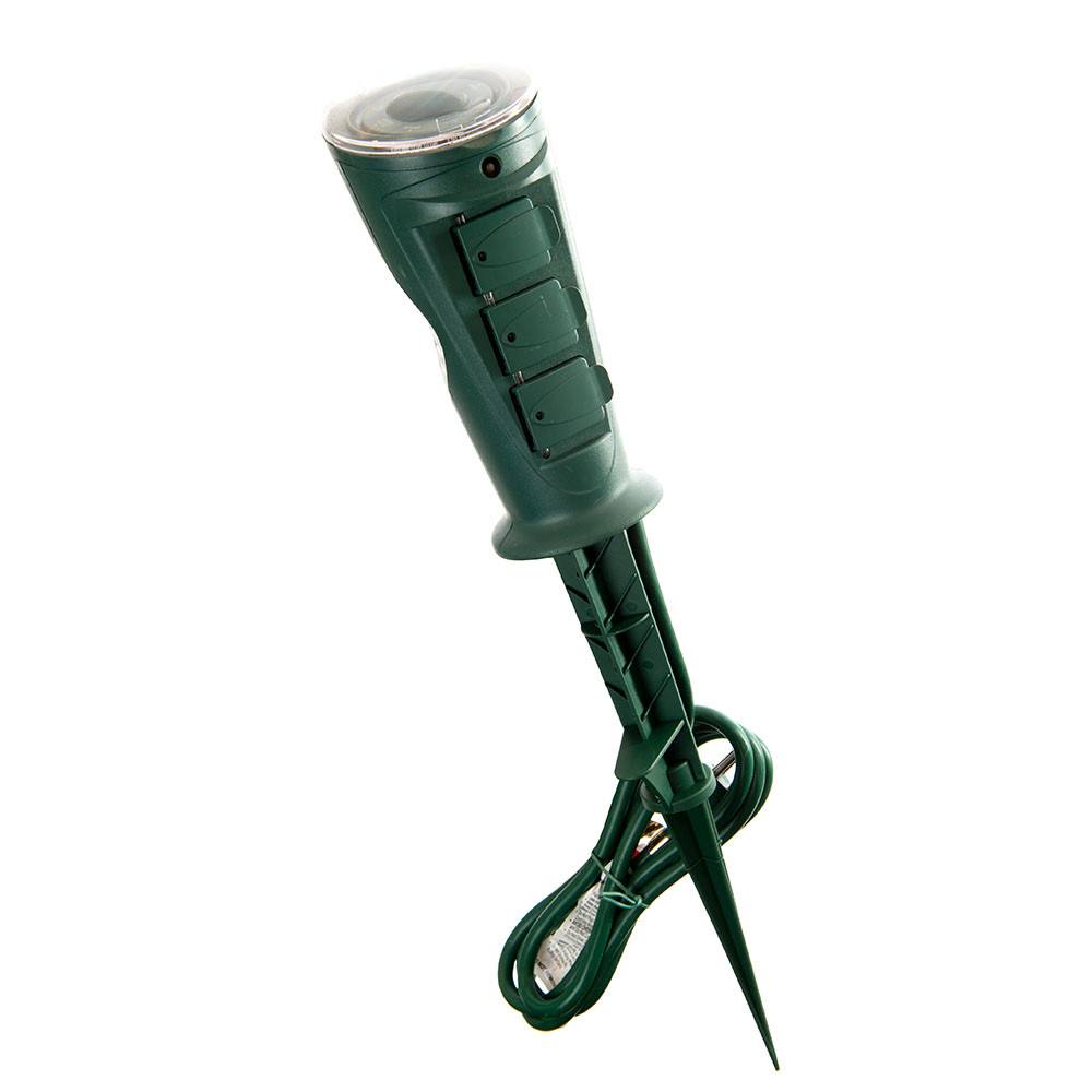Timers - Mechanical Dial 3 Outlet Stake Timer With Photocell by Village Lighting Company