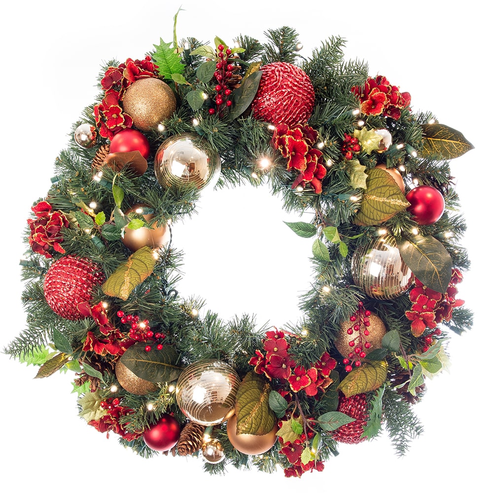Scarlet Hydrangea Decorated Wreath - 30"