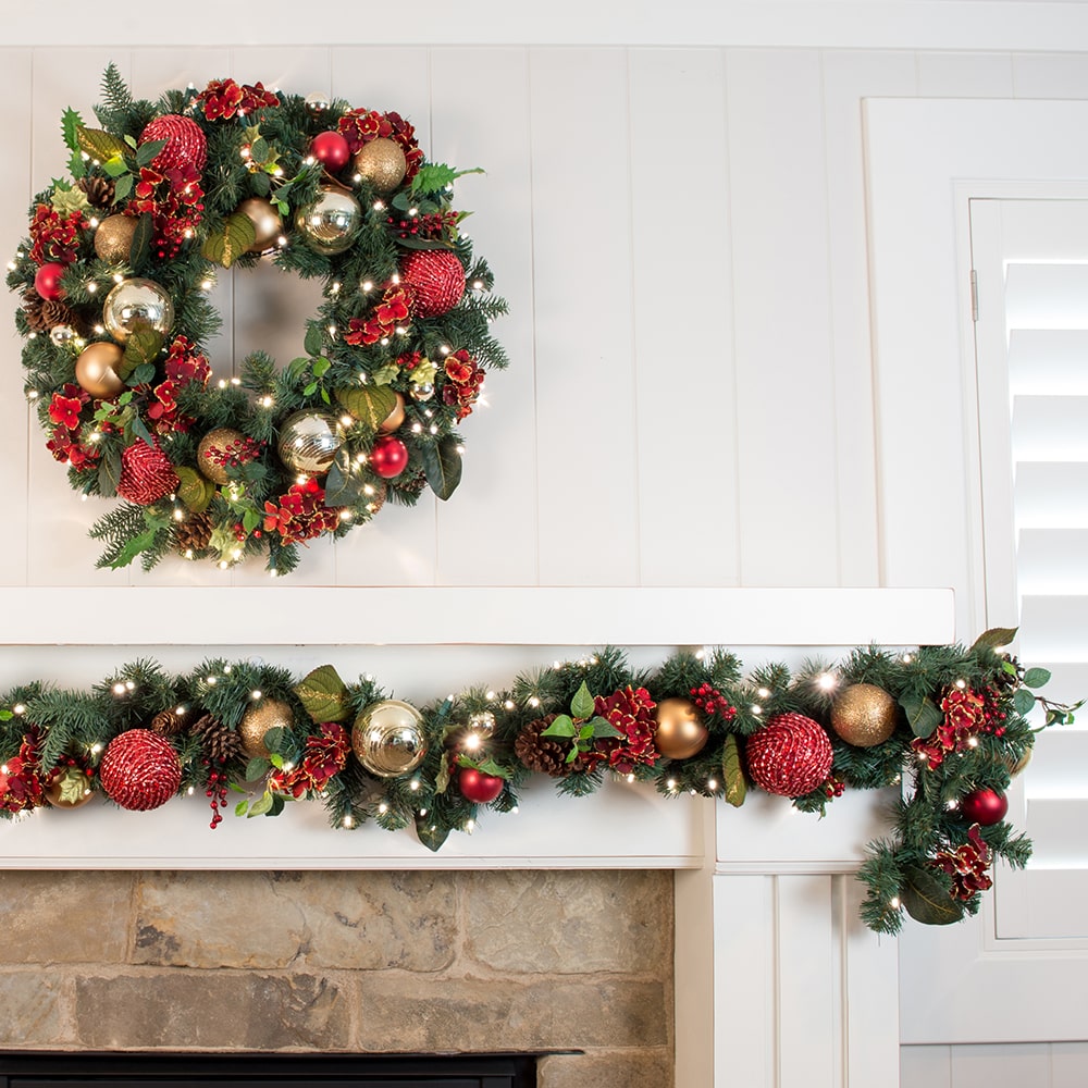 Scarlet Hydrangea Decorated Garland