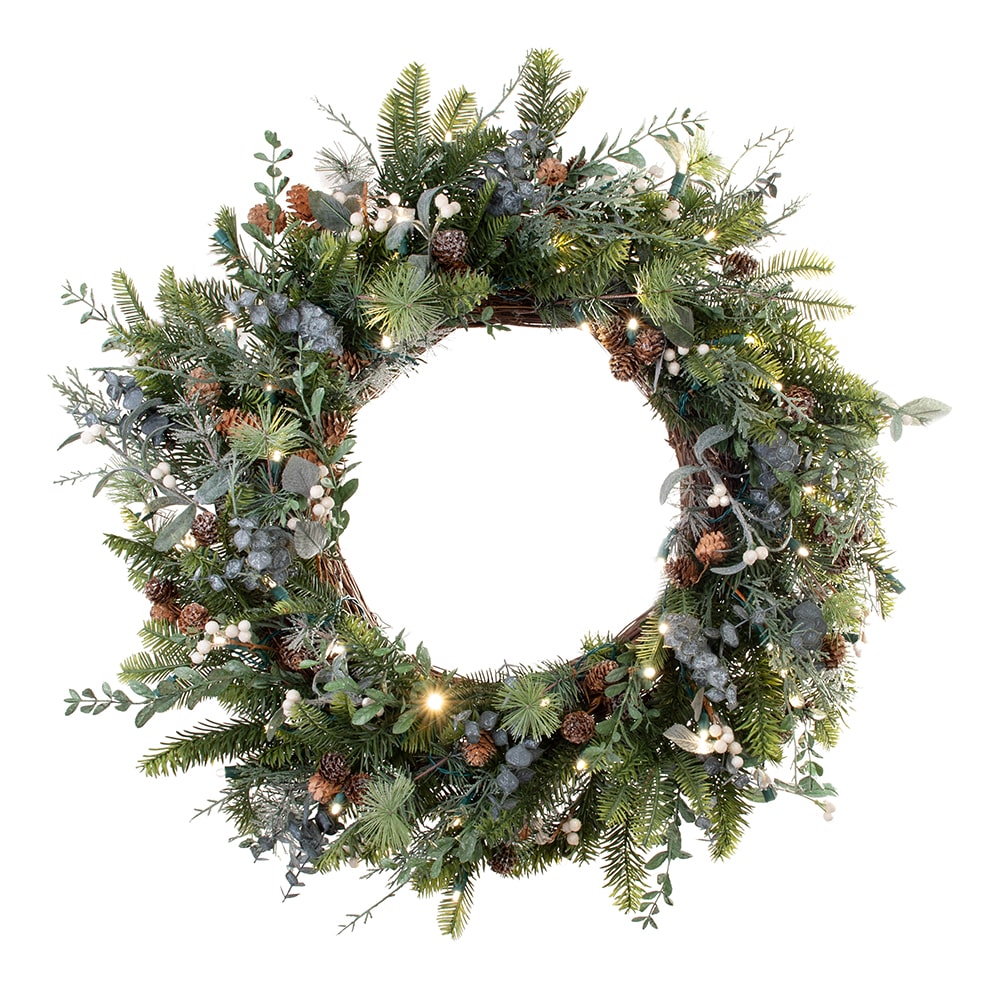 Rustic White Berry Wreath - 30"