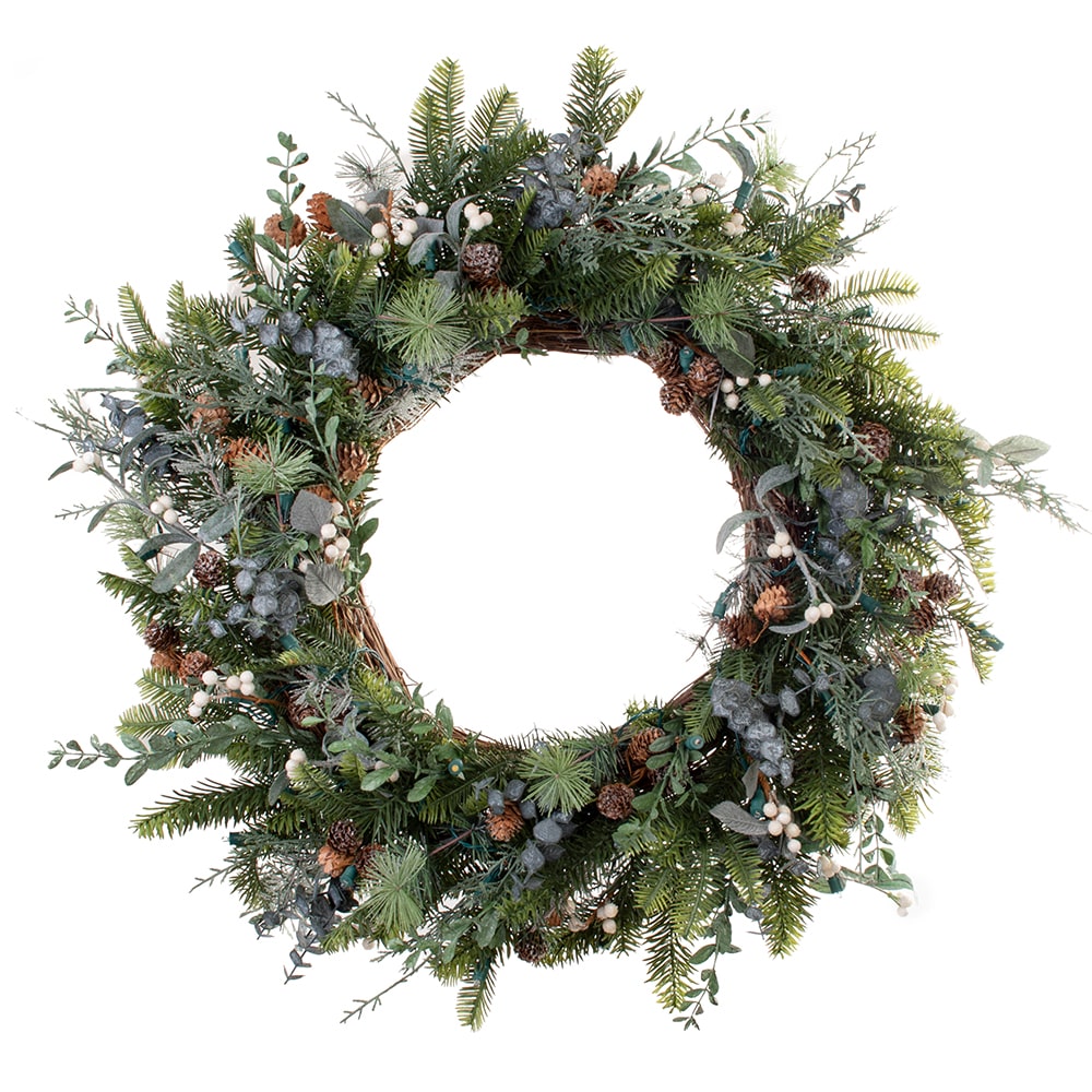 Rustic White Berry Wreath - 30"