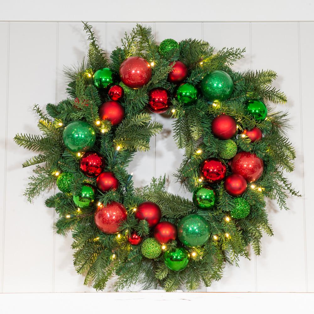 Christmas Cheer Red and Green Wreath - 30"
