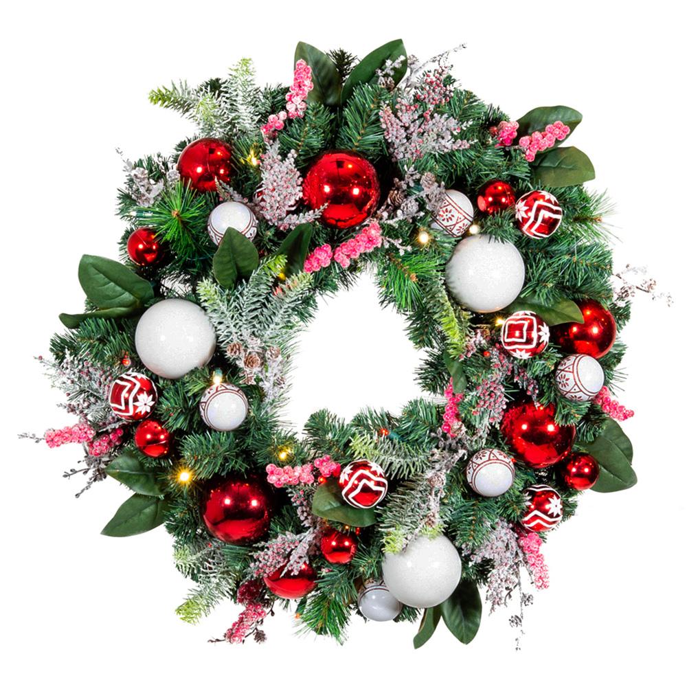 Nordic Red and White Wreath - 30"