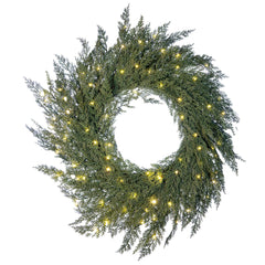 24-inch Cypress Pre-Lit LED Wreath