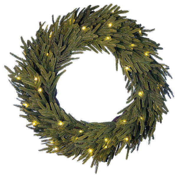 30-inch Norfolk Pre-Lit LED Wreath
