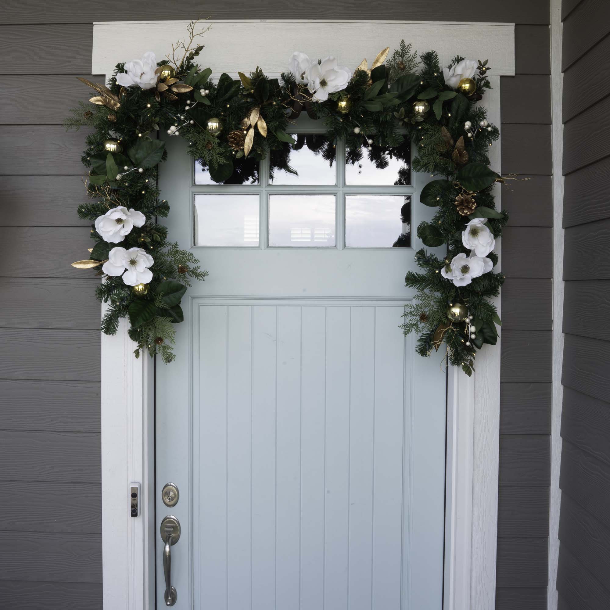 White Gold Magnolia Christmas Garland - 9 ft.