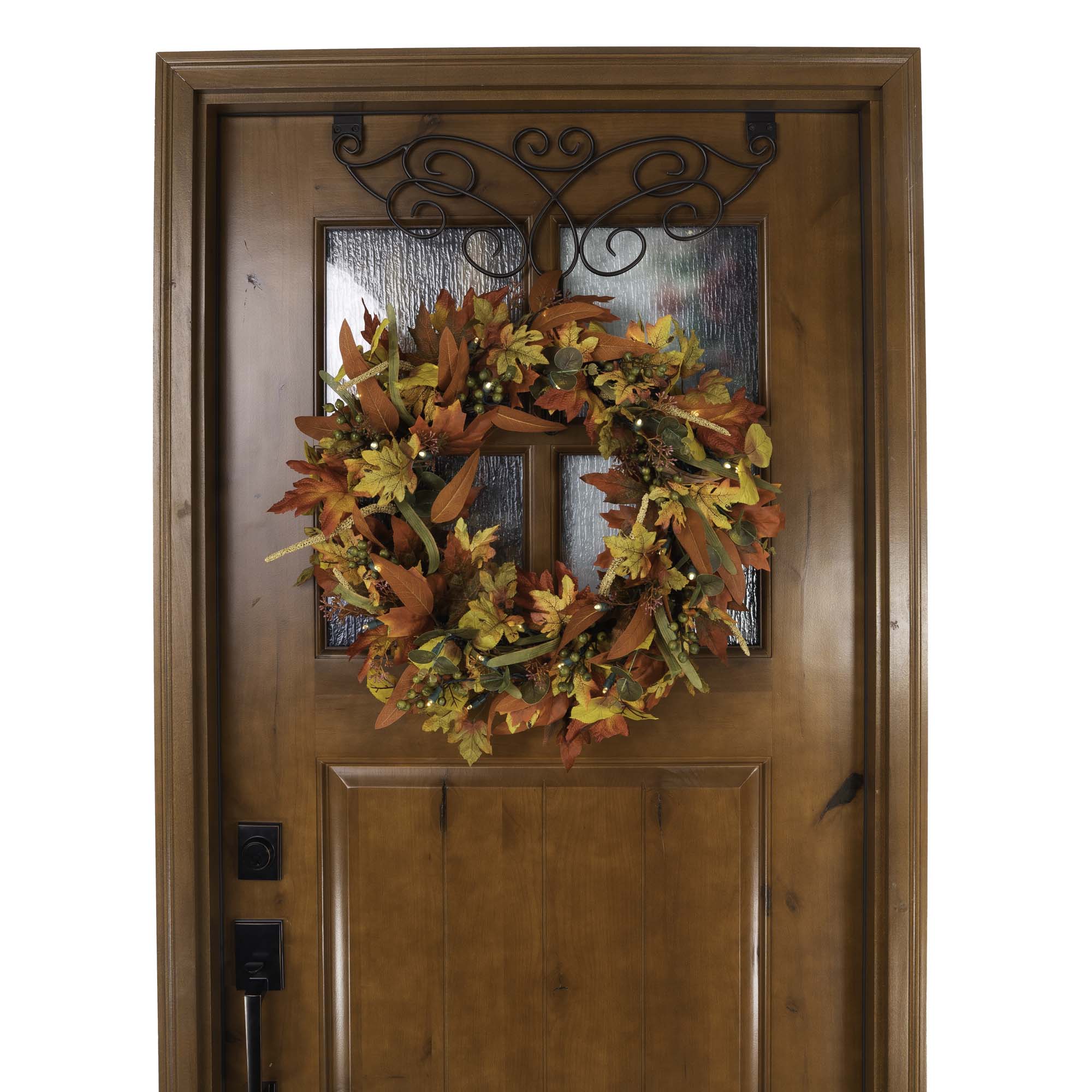 Fall Harvest Leaf Lighted Wreath - 24"