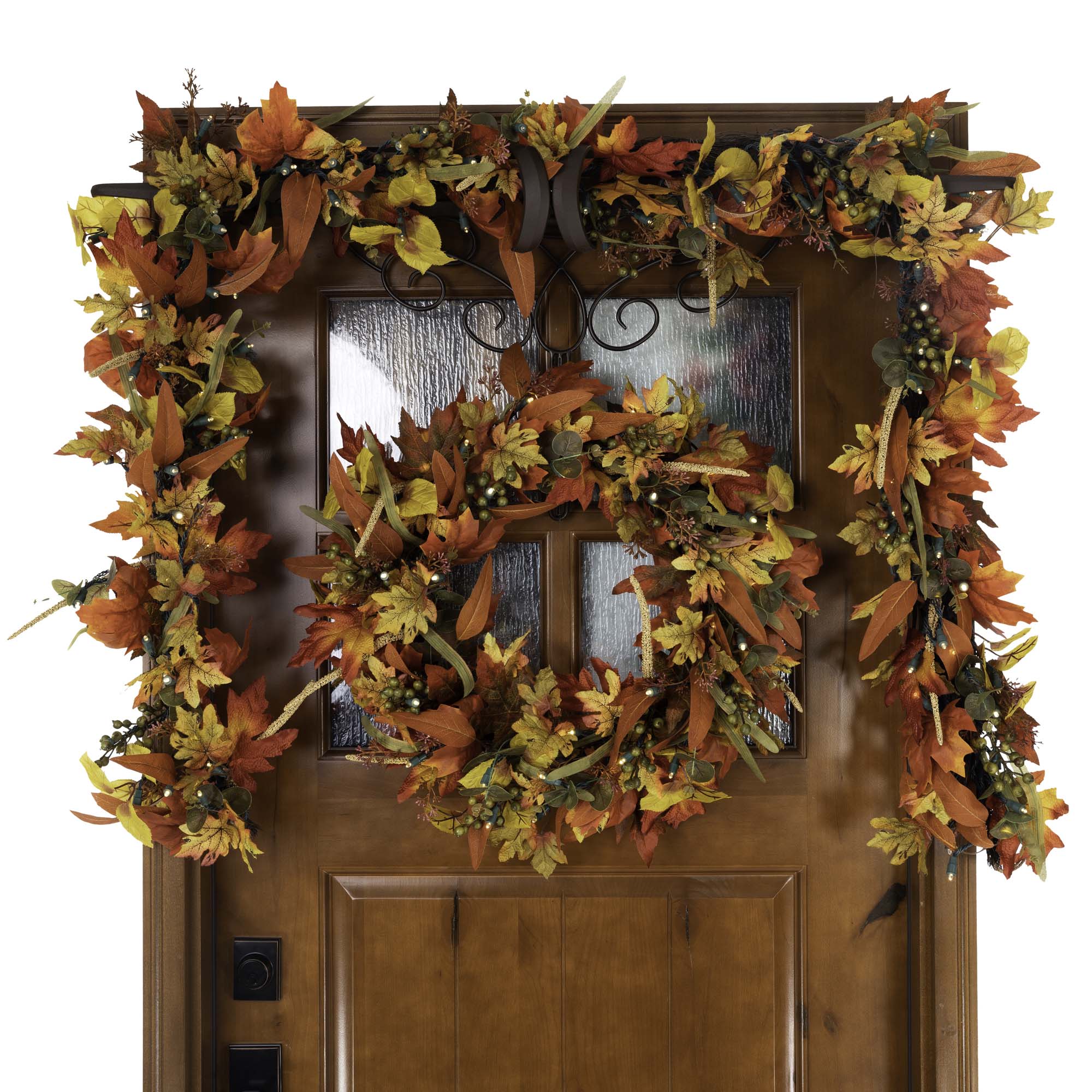 Fall Harvest Leaf Lighted Wreath - 24"
