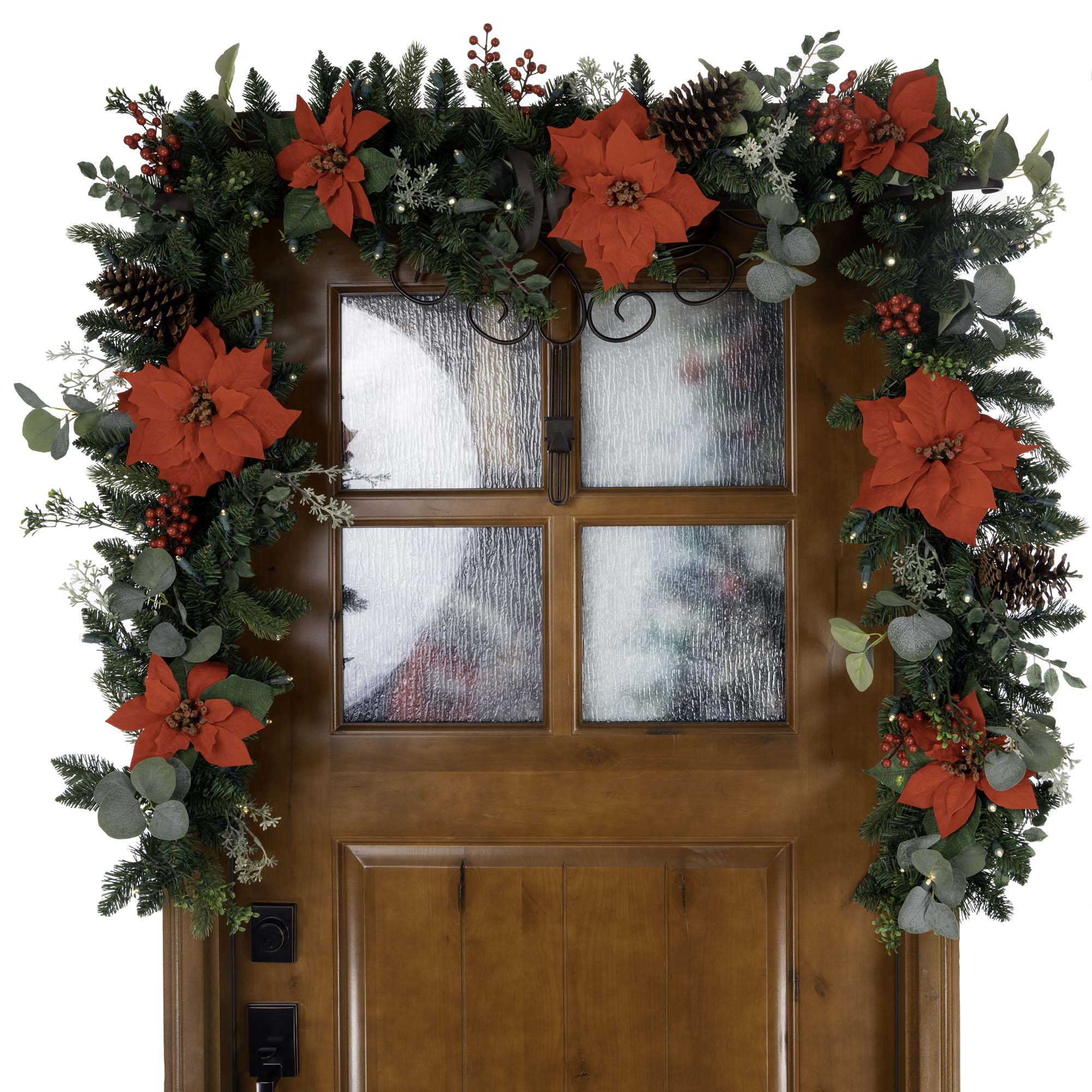Christmas Poinsettia Christmas Garland - 9 ft.