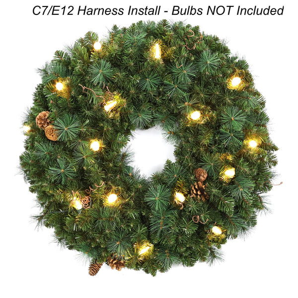 Premium Black Forest Wreath with C7(E12) Sockets