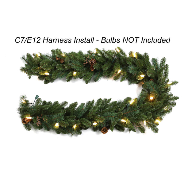 Traditional Black Forest Garland with C7(E12) Sockets