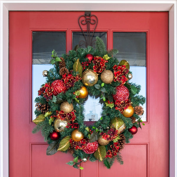 Scarlet Hydrangea Decorated Wreath - 30"