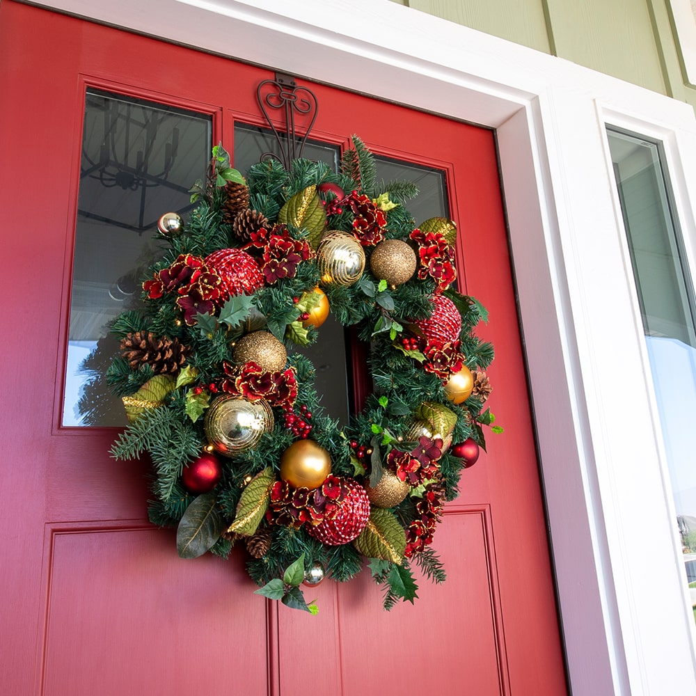 Scarlet Hydrangea Decorated Wreath - 30"