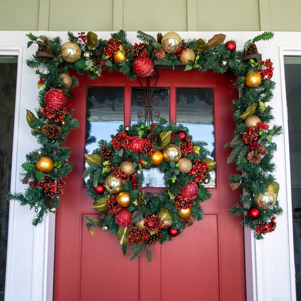 Scarlet Hydrangea Decorated Wreath - 30"