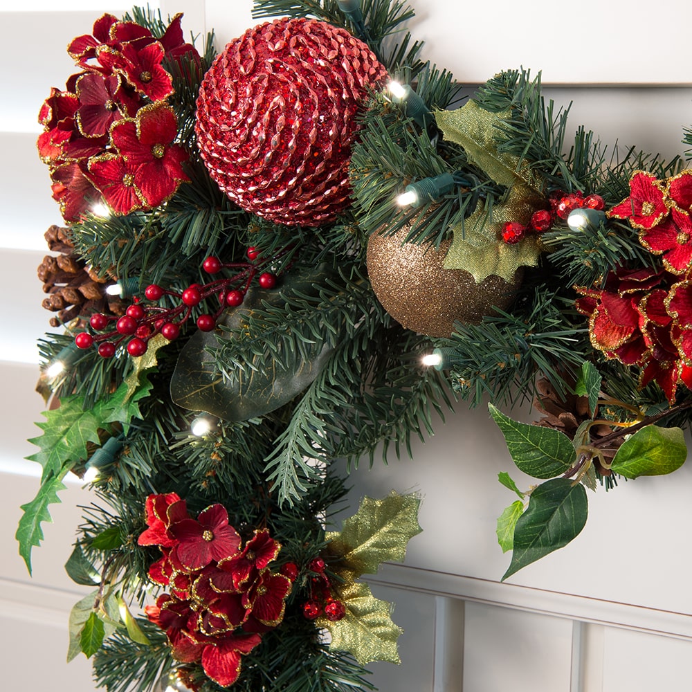 Scarlet Hydrangea Decorated Garland
