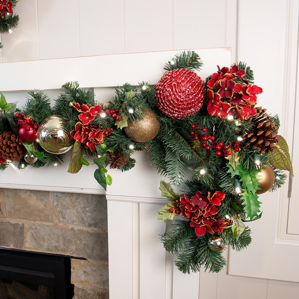 Scarlet Hydrangea Decorated Garland