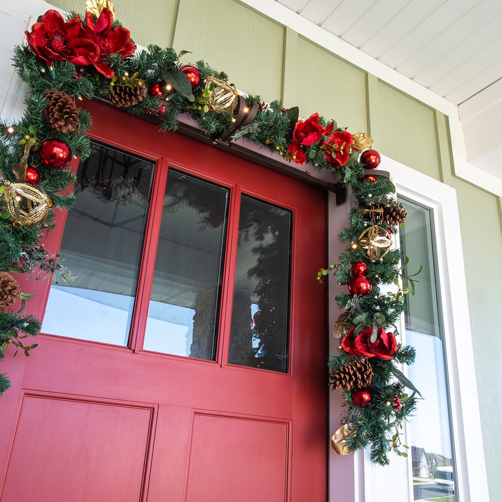 Red Magnolia Decorated Garland