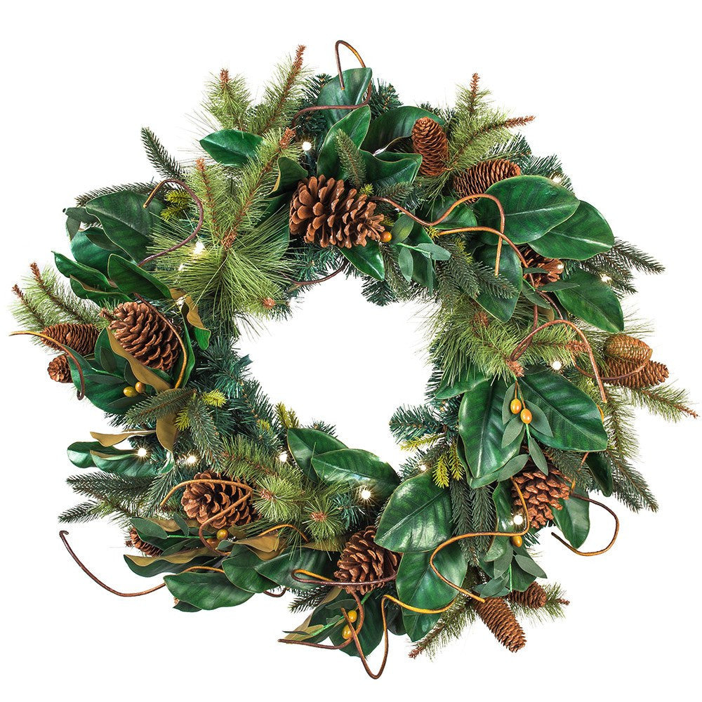Decorated Wreaths - Magnolia Leaf Decorated Wreath by Village Lighting Company