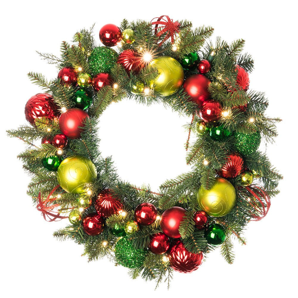 Decorated Wreaths - Festive Holiday Decorated Wreath by Village Lighting Company