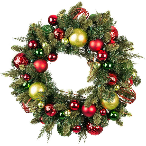 Decorated Wreaths - Festive Holiday Decorated Wreath by Village Lighting Company