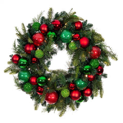 Christmas Cheer Red and Green Wreath - 30"