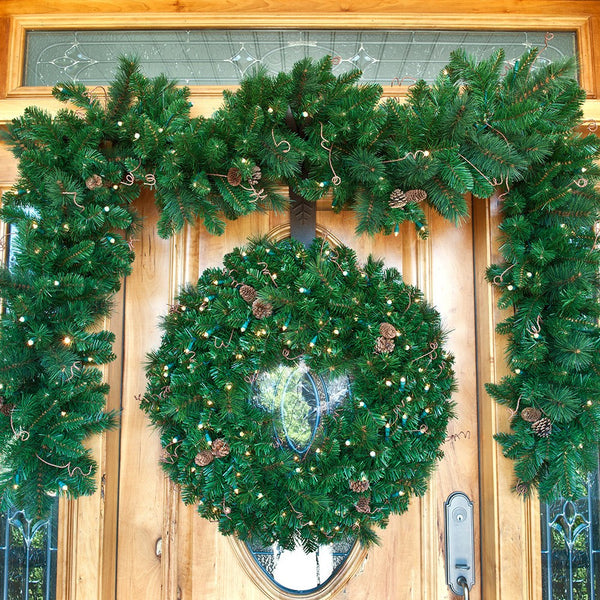 Non-Decorated Wreath - Black Forest LED Wreath by Village Lighting Company