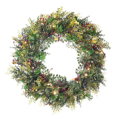 Decorated Wreaths - Christmas Boxwood & Berry Decorated Wreath by Village Lighting Company